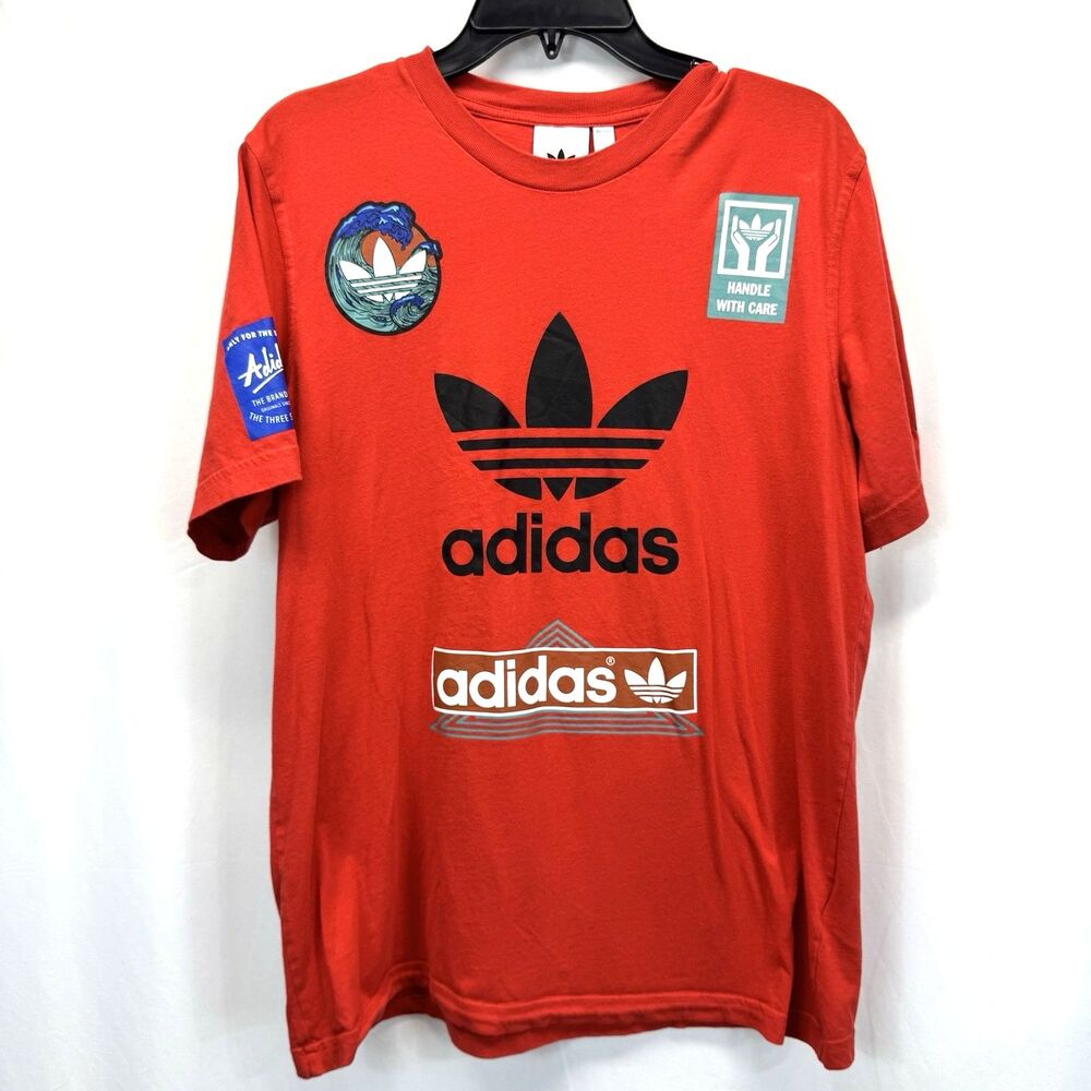 ADIDAS ORIGINALS Race T-Shirt L Red Blokecore Trefoil Motorsport Streetwear